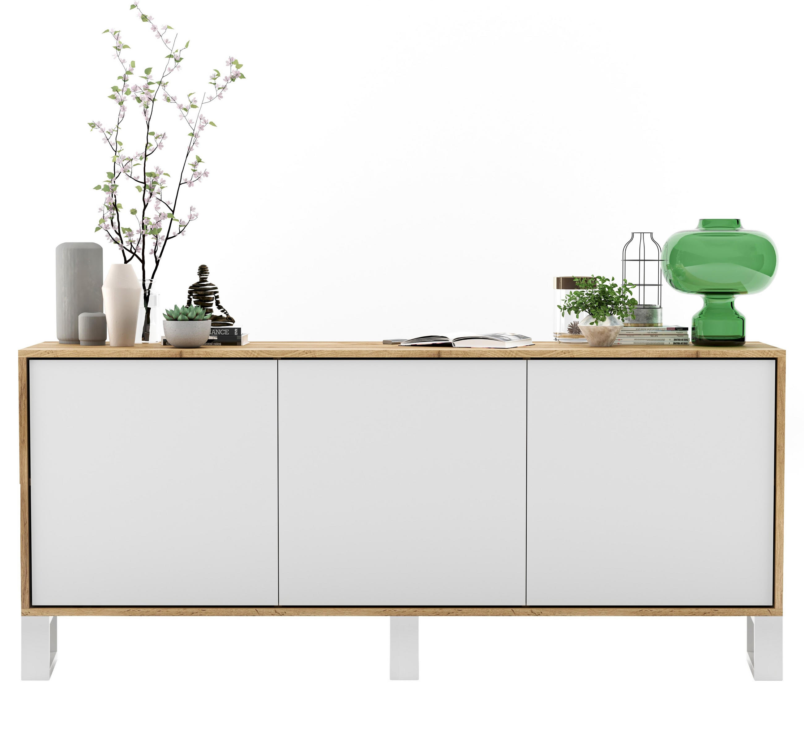 Thumbnail - Meble Lindner Kommode, Weiß, Holzwerkstoff, 6 Fächer, Rechteckig, 168x72x35 cm, Wohnzimmer, Kommoden & Sideboards, Sideb...