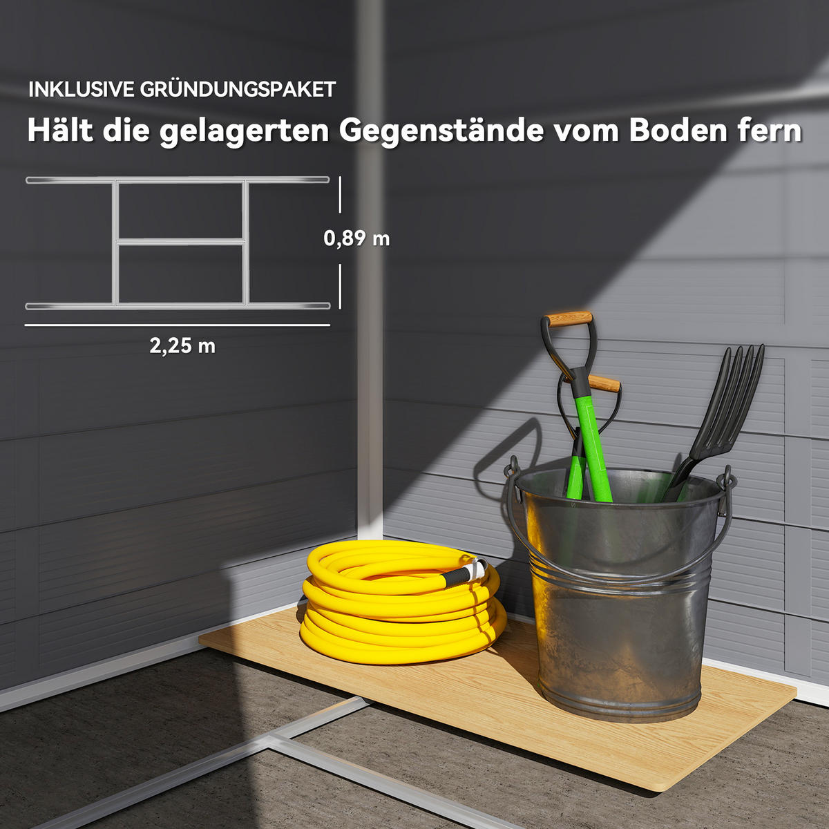 GERÄTEHAUS 240 x 190 x 180/228 cm - Grau, Kunststoff (190/228/240cm) - Outsunny