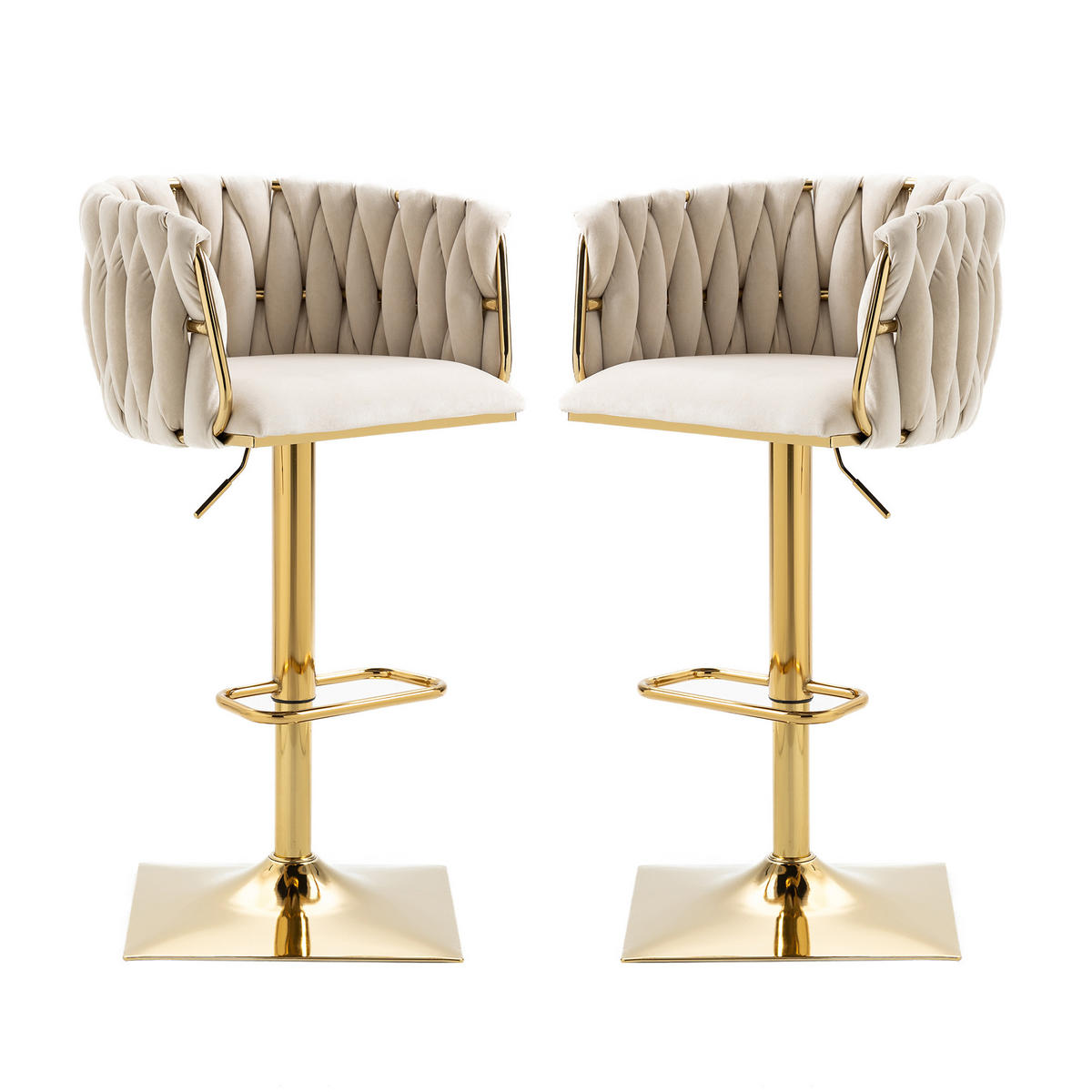 BARHOCKER, drehbar, höhenverstellbar mit Fußstütze, Textil, 53/51/87-105 cm, Ecru - Ecru, Textil (51/105/53cm) - Redom