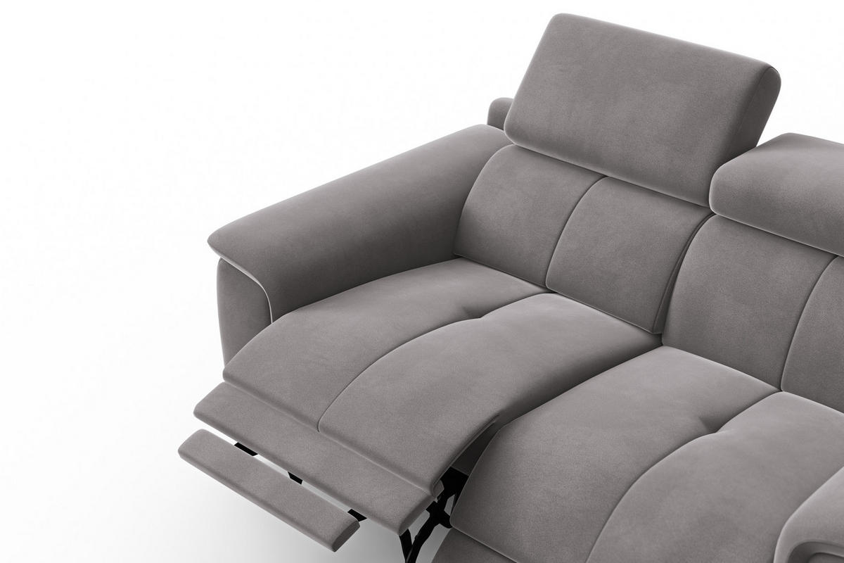 SOFA RELAX FIERO 2-Sitzer, Dunkelgrauer Veloursstoff - Dunkelgrau/Schwarz, Holz/Textil (170/82/103cm) - Courtois Laville