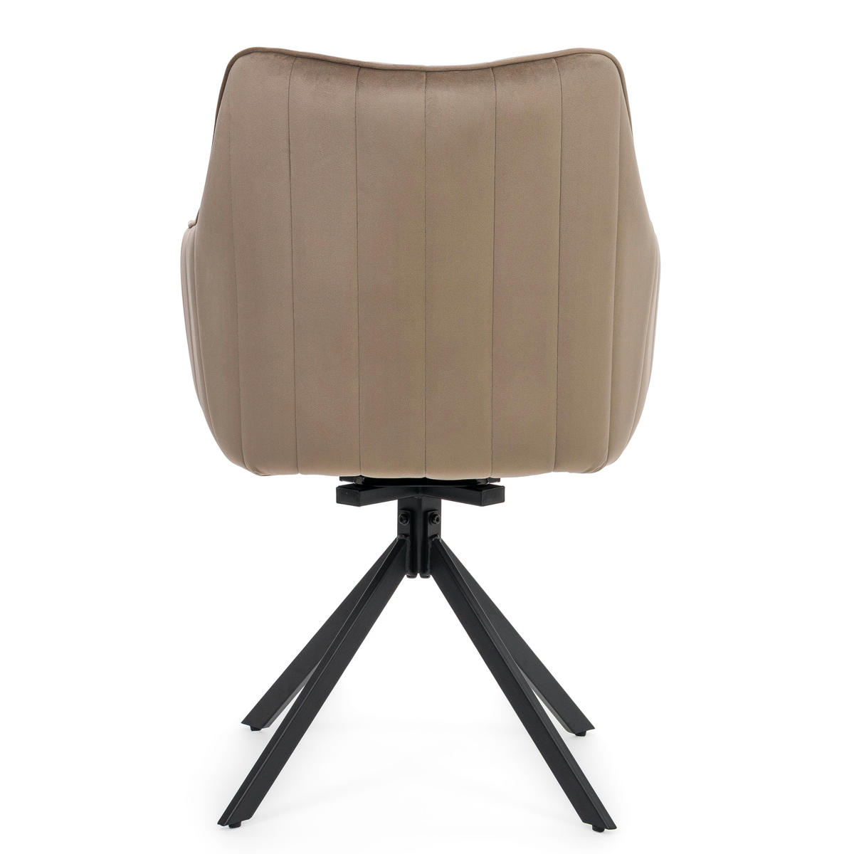STUHL PIANO drehbar gepolsterter mit Steppung - dunkelbeige - Velour - Beige/Schwarz, Textil/Metall (59/88/61cm) - NEW HOME