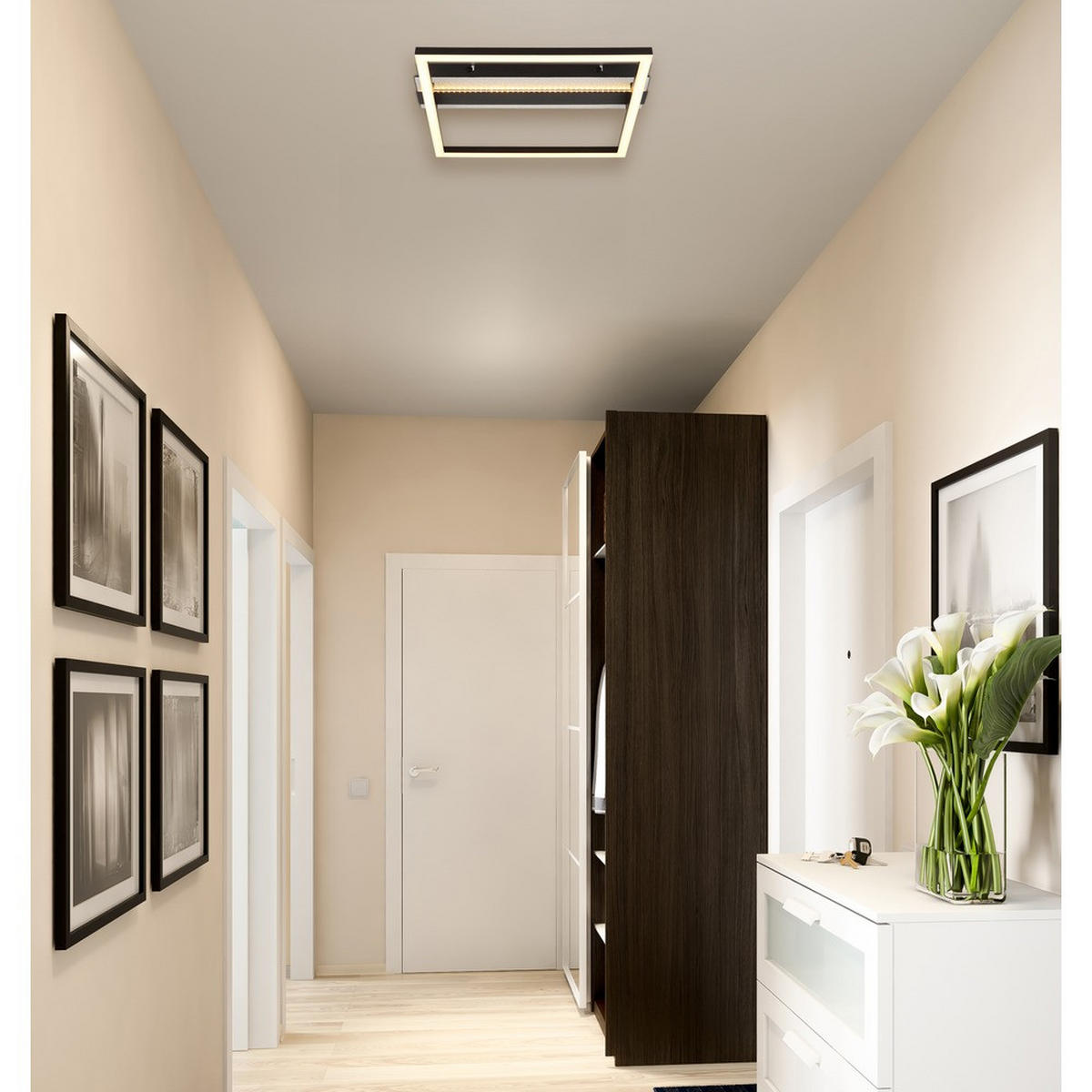 LED DECKENLEUCHTE ESTRADA Metall Schwarz matt - Schwarz, Metall (36/33/7cm) - Globo Lighting