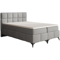 BOXBETT Solido mit Bettkasten 140x200 cm hellgrau - Hellgrau/Schwarz, Textil/Metall (140/200cm) - Beautysofa