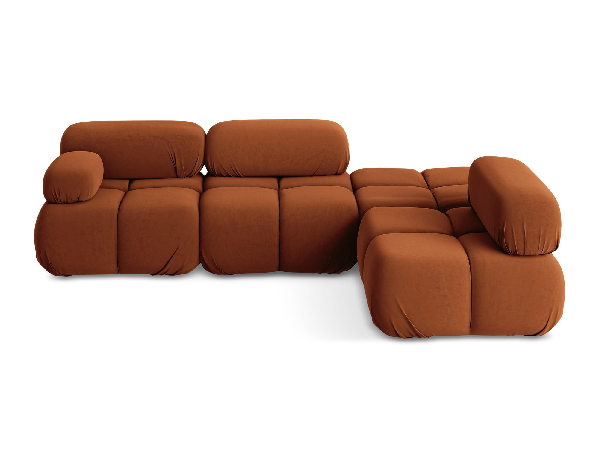ECKSOFA Rechts Samt Stoff Orange - Beige/Terra cotta, Kunststoff/Textil (285/190cm) - Makamii