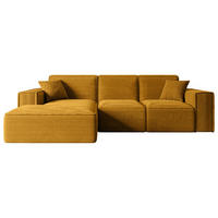 ECKSOFA Ottomane Links SERRA-L - 266x165x73 cm Senfgelb Cord - Gelb/Schwarz, Holzwerkstoff/Kunststoff (165/266cm) - ALTDECOR