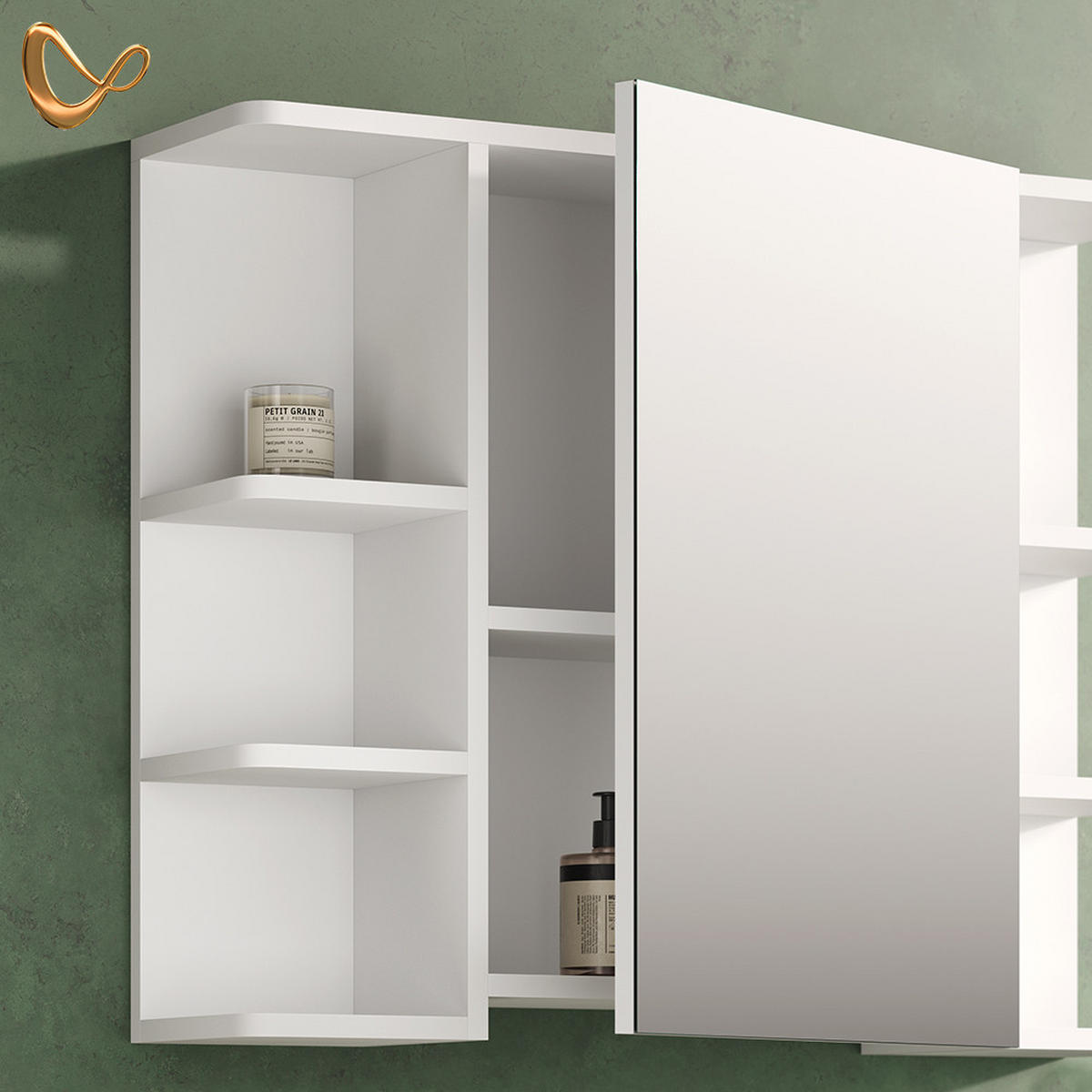 BADSPIEGELSCHRANK Fucino Weiß 79.6 x 64 cm - Weiß, Holzwerkstoff (79.6/64/21.2cm) - Livinity®