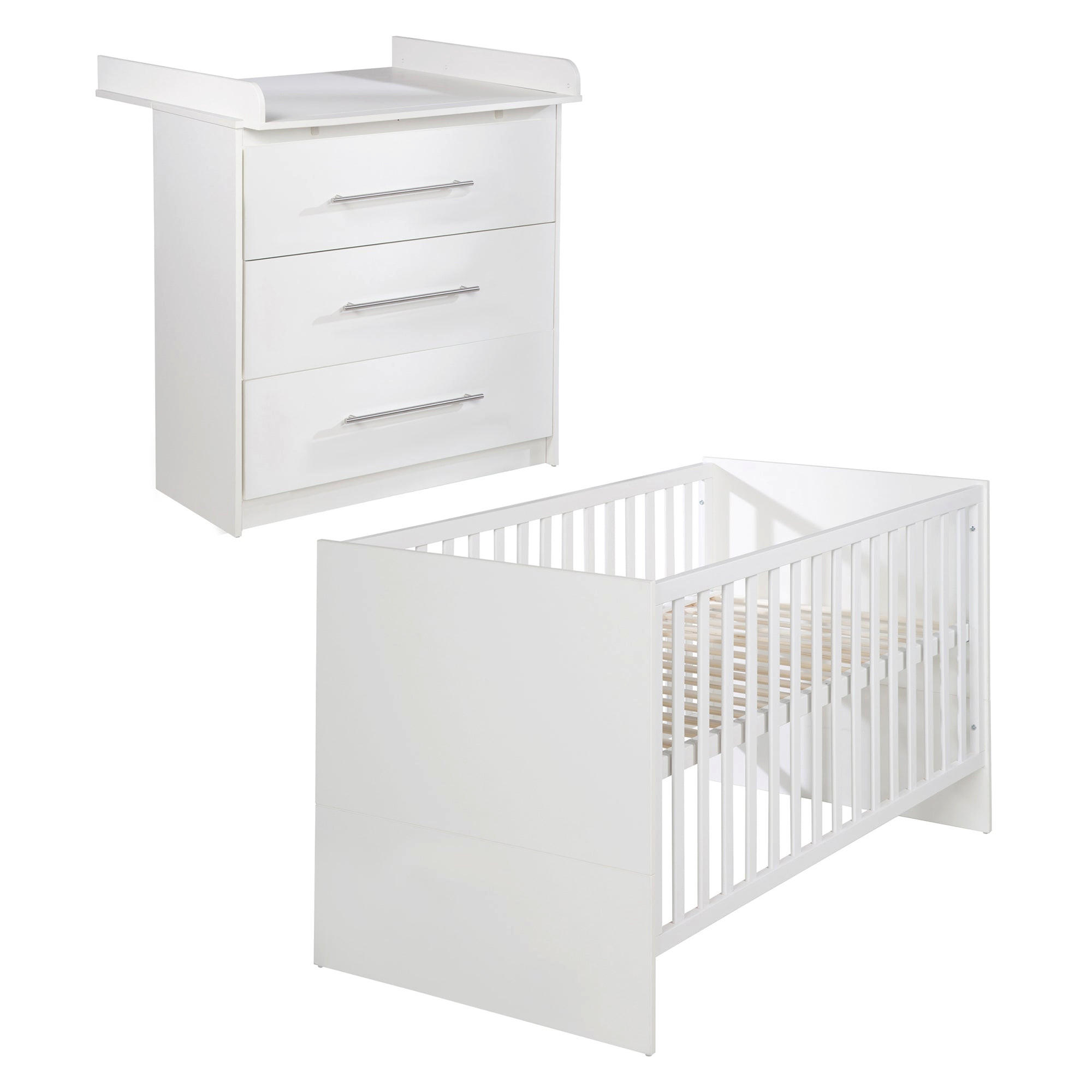 BABYZIMMER-SET Maren, mit schmaler Wickelkommode, 2-teilig - Weiß, Holzwerkstoff (76/80/142cm) - Roba