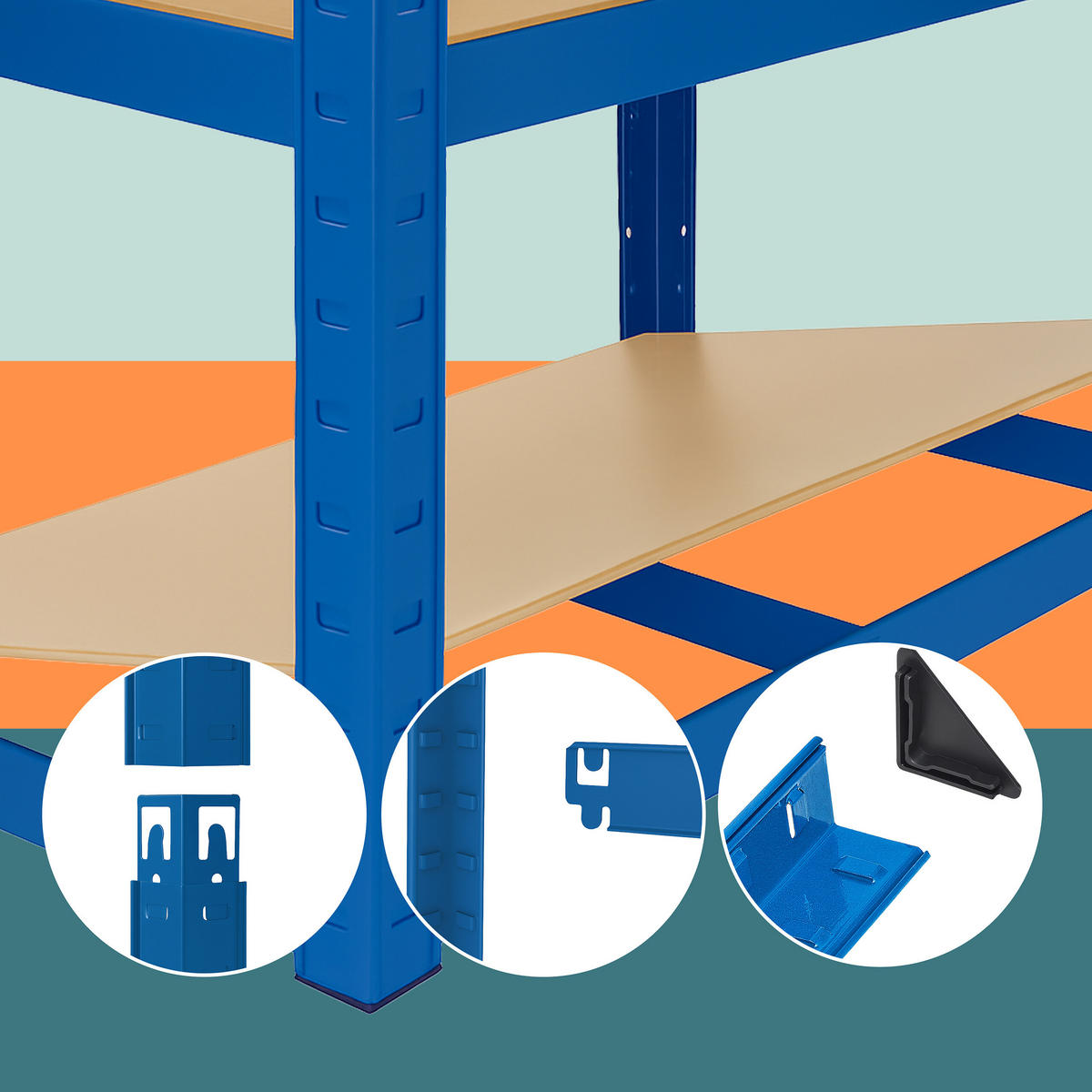 SCHWERLASTREGAL - Multicolor, Holzwerkstoff/Kunststoff (60/180/30cm) - Relaxdays