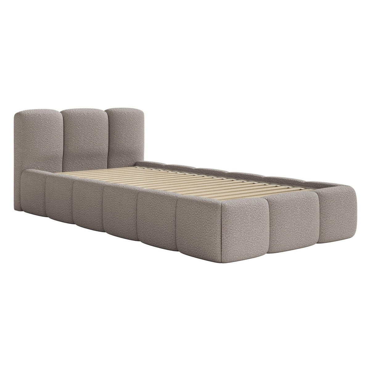 POLSTERBETT Cloudy Low Grau Bouclé, 90x200 cm - Schwarz/Grau, Kunststoff/Textil (90/200cm) - Selsey
