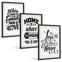 BILDER SET 3er Set - 40x60 cm Schwarzer Rahmen - Familie, Liebe, Zuhause, Wärme - Schwarz, Kunststoff (40/60cm) - TULUP