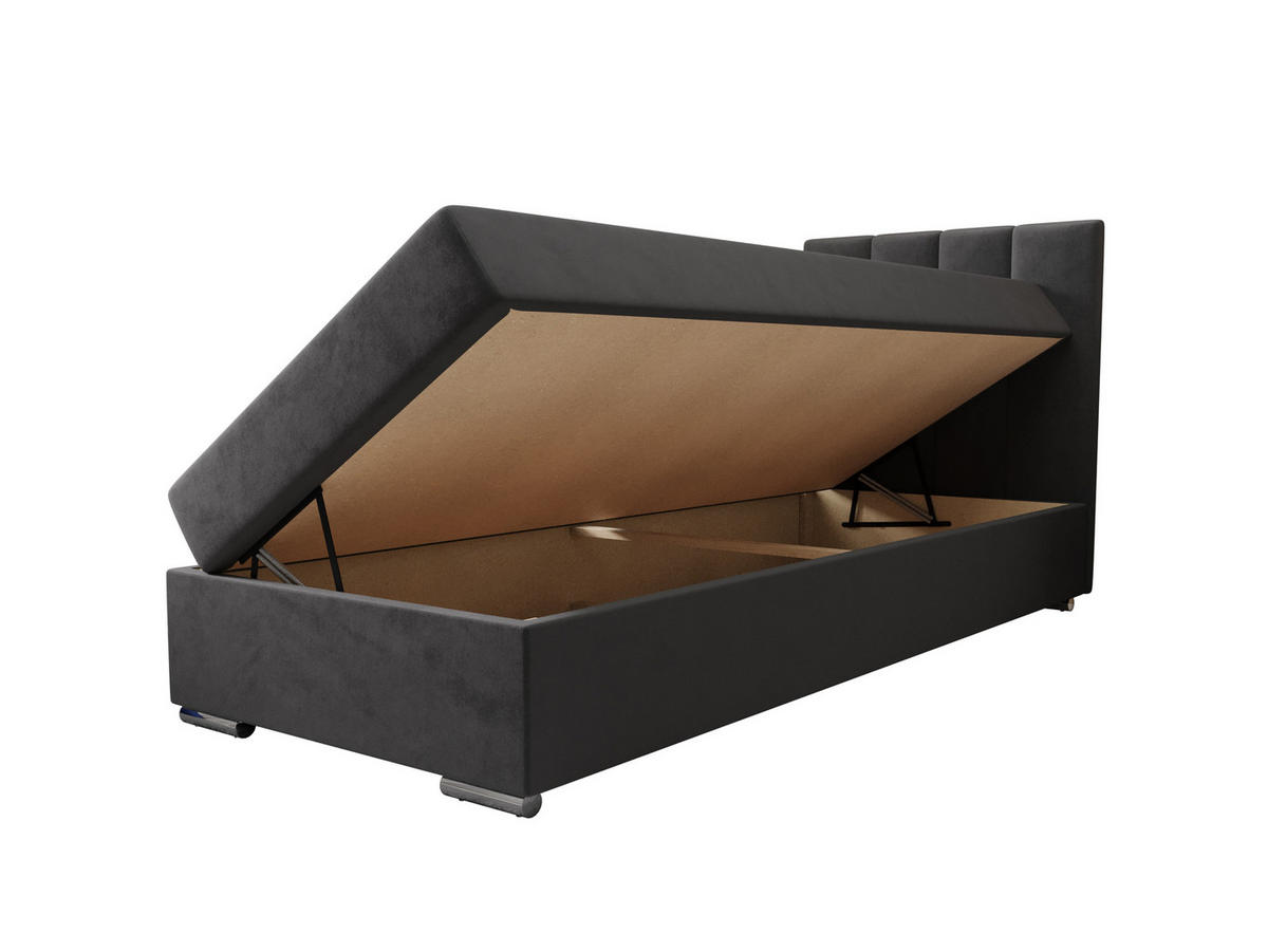 BOXBETT ZILANO 2 mit Matratze H3 und Topper 90x200 Itaka 14 - Grau, Holz/Textil (90/200cm) - Bedante