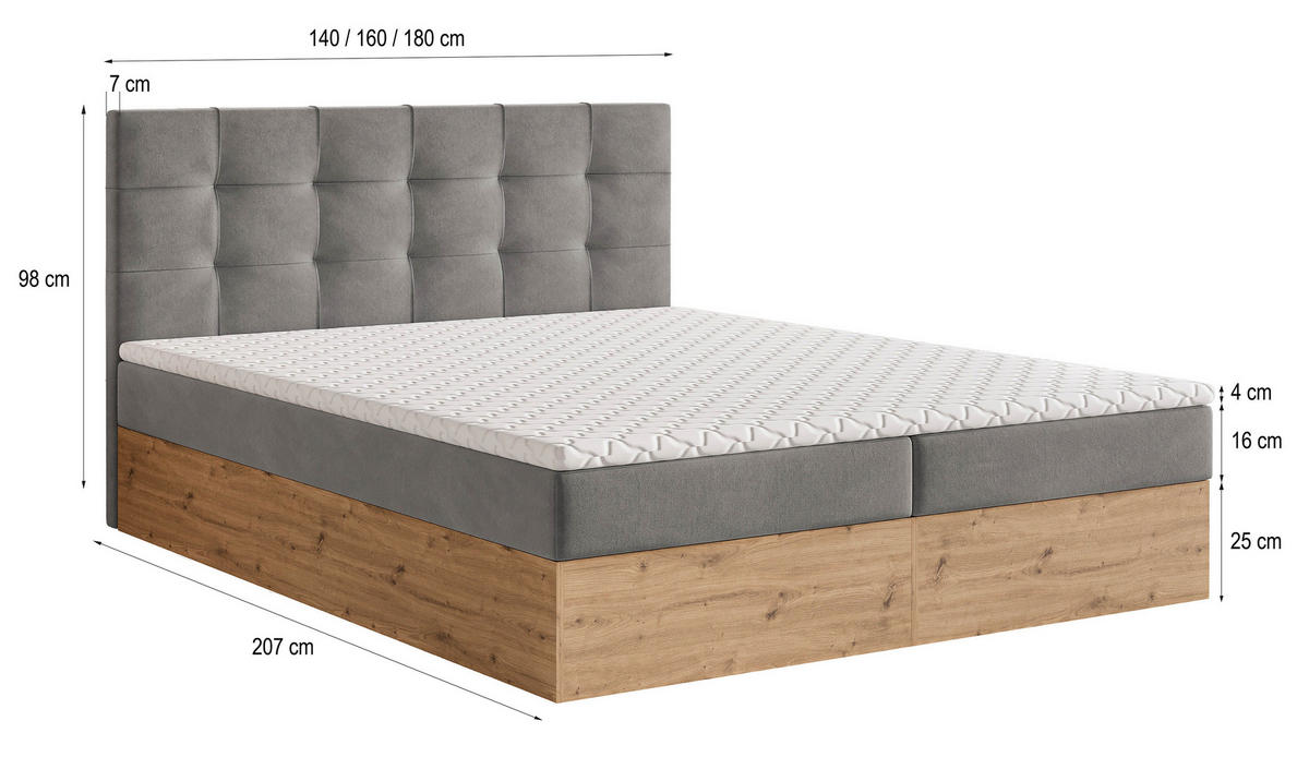 BOXBETT MOLVEN 160x200 cm mit Matratze und Topper - Grün - Grün, Holz (160/200cm) - MASSENO