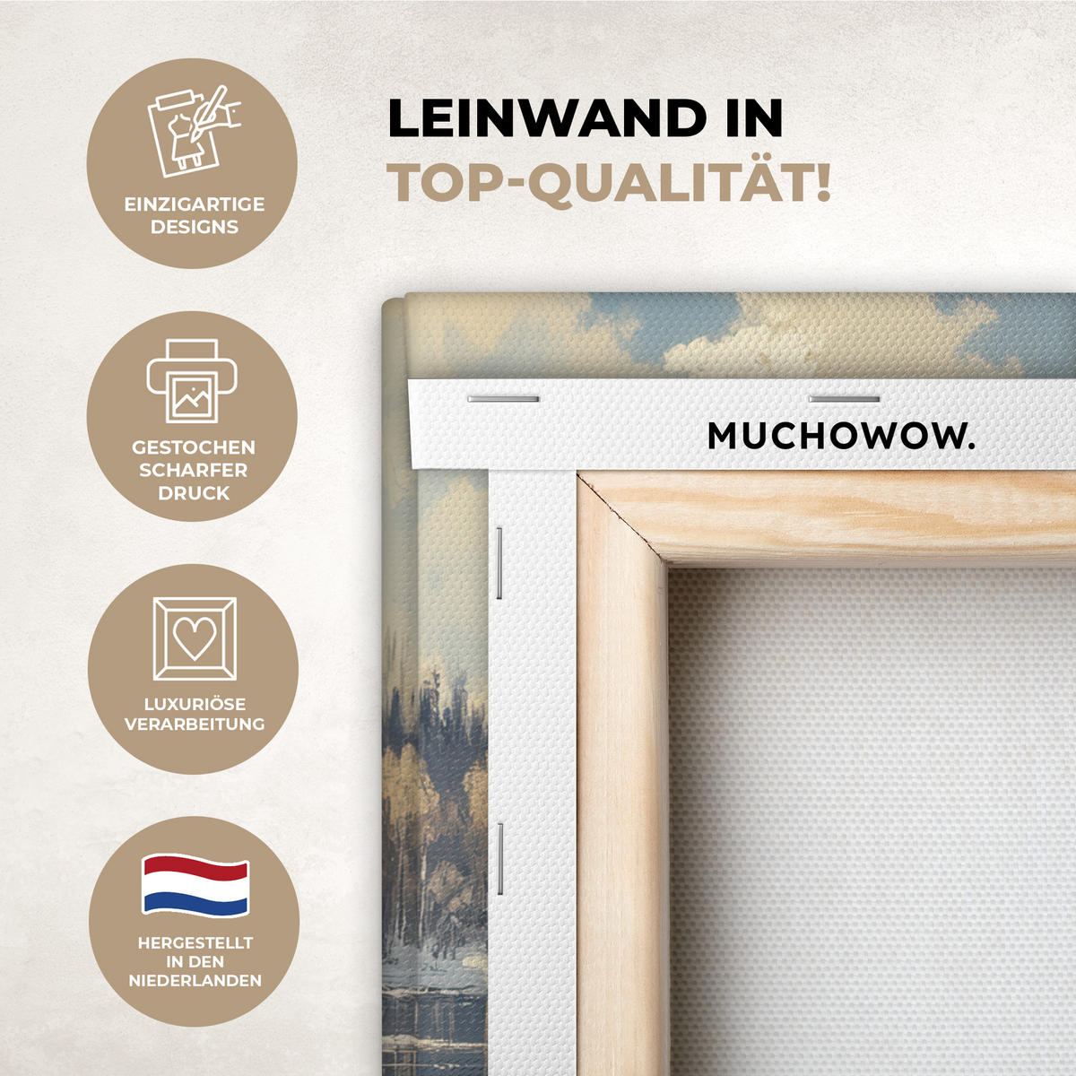 LEINWANDBILD Winter - Schnee - Zuhause - Natur Wandbild 40x30 cm - Hellbraun, Textil (40/30cm) - MuchoWow