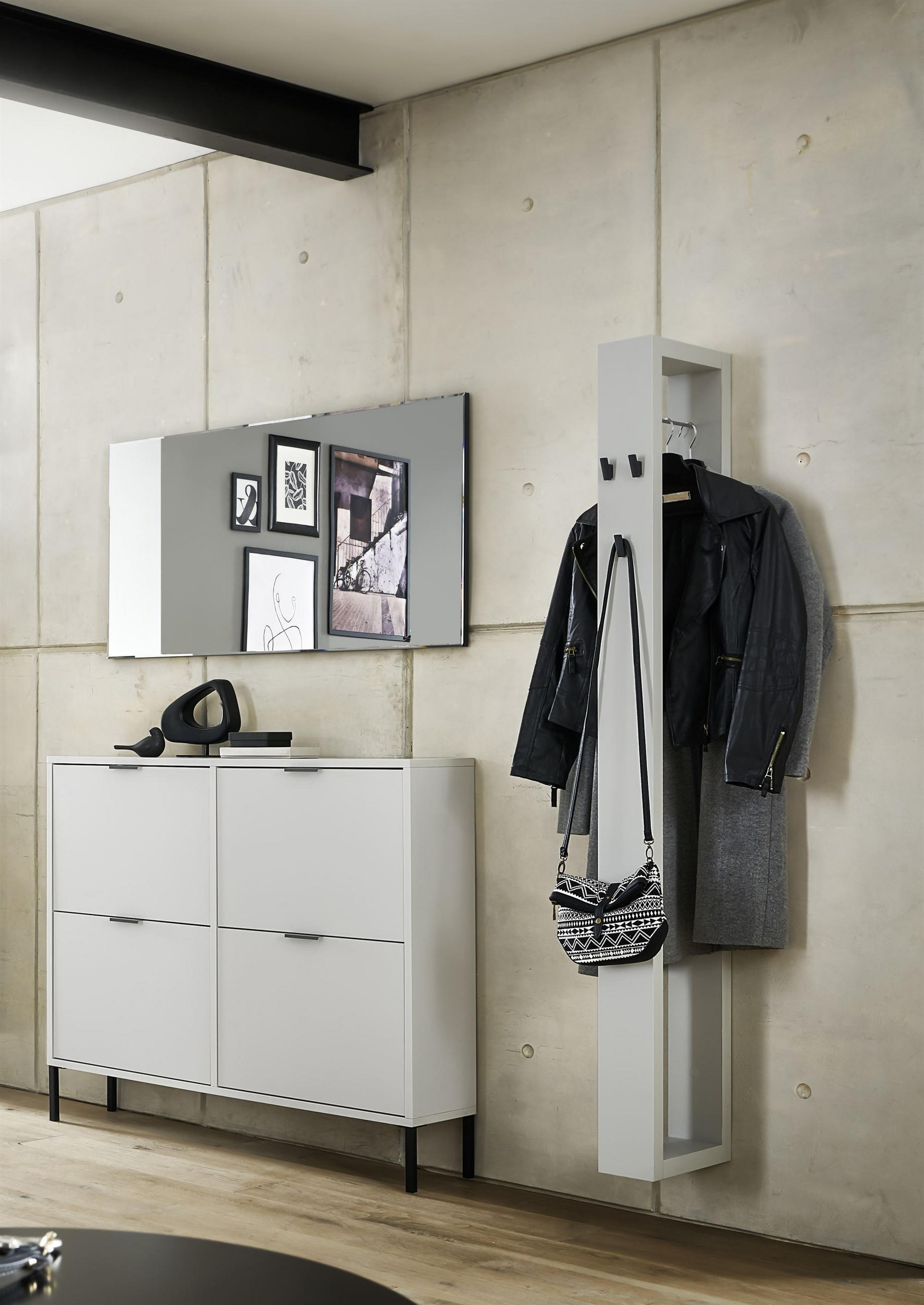 GARDEROBE Erna 3-tlg. 163x32x187 Kreidegrau matt Lack - Hellgrau, Holzwerkstoff (163/187/32cm) - 58aufmkessel
