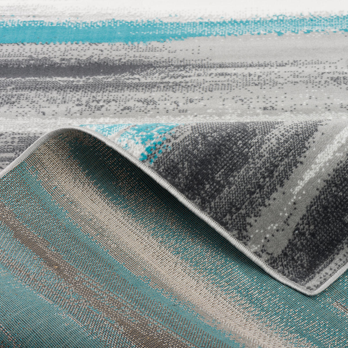 MODERN DESIGNER VELOURS TEPPICH SAMBA - Türkis/Grau, Textil (80/150cm) - Pergamon