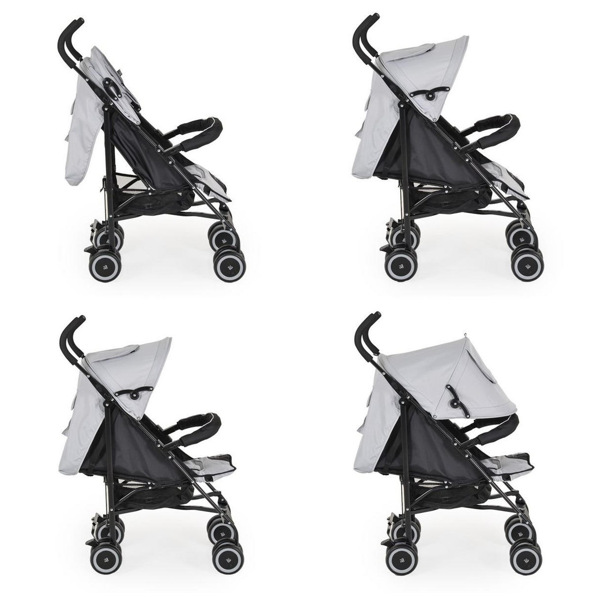 BUGGY Jerry grau schwarz Sonnendach, schwenkbare Vorderräder, EVA-Räder - Hellgrau, Metall (72/47/100cm) - Moni