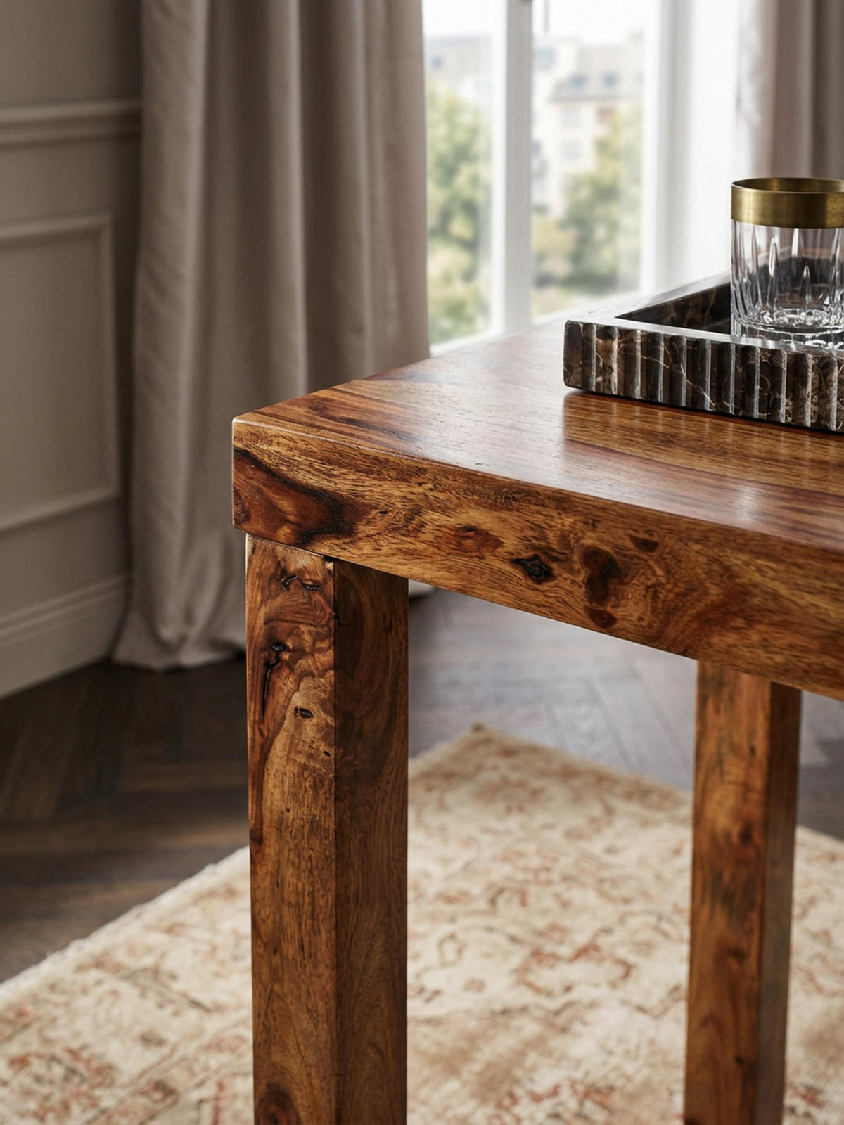 BARTISCH – Rustikal, Massivholz, stabile Konstruktion, individuelles Design - Braun, Holz (80/80/110cm) - KADIMA DESIGN