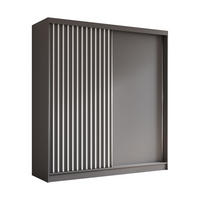SCHWEBETÜRENSCHRANK Erika 200 cm mit Lamellen ohne Spiegel 2-türig, grau, grau, Lamelle weiß - Weiß/Grau, Kunststoff (200/216/51cm) - Margaret Hadas24