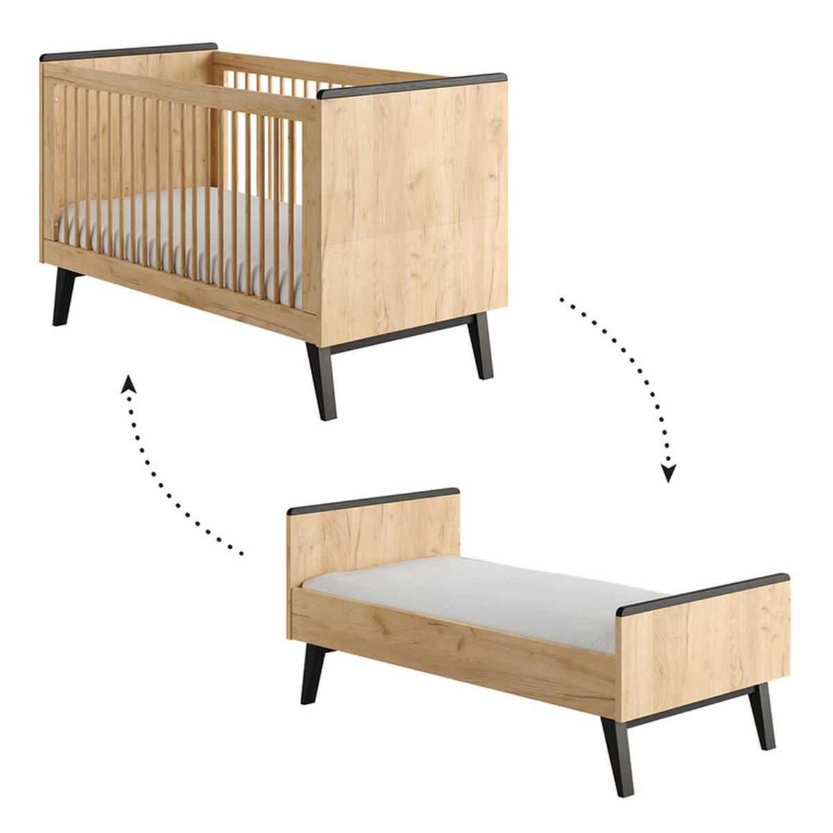 POKOJ PRO MIMINKO 2DÍLNÝ Retro Dřevo - hnědá, kompozitní dřevo (144.4/91.6/75.2cm) - Petits-meubles