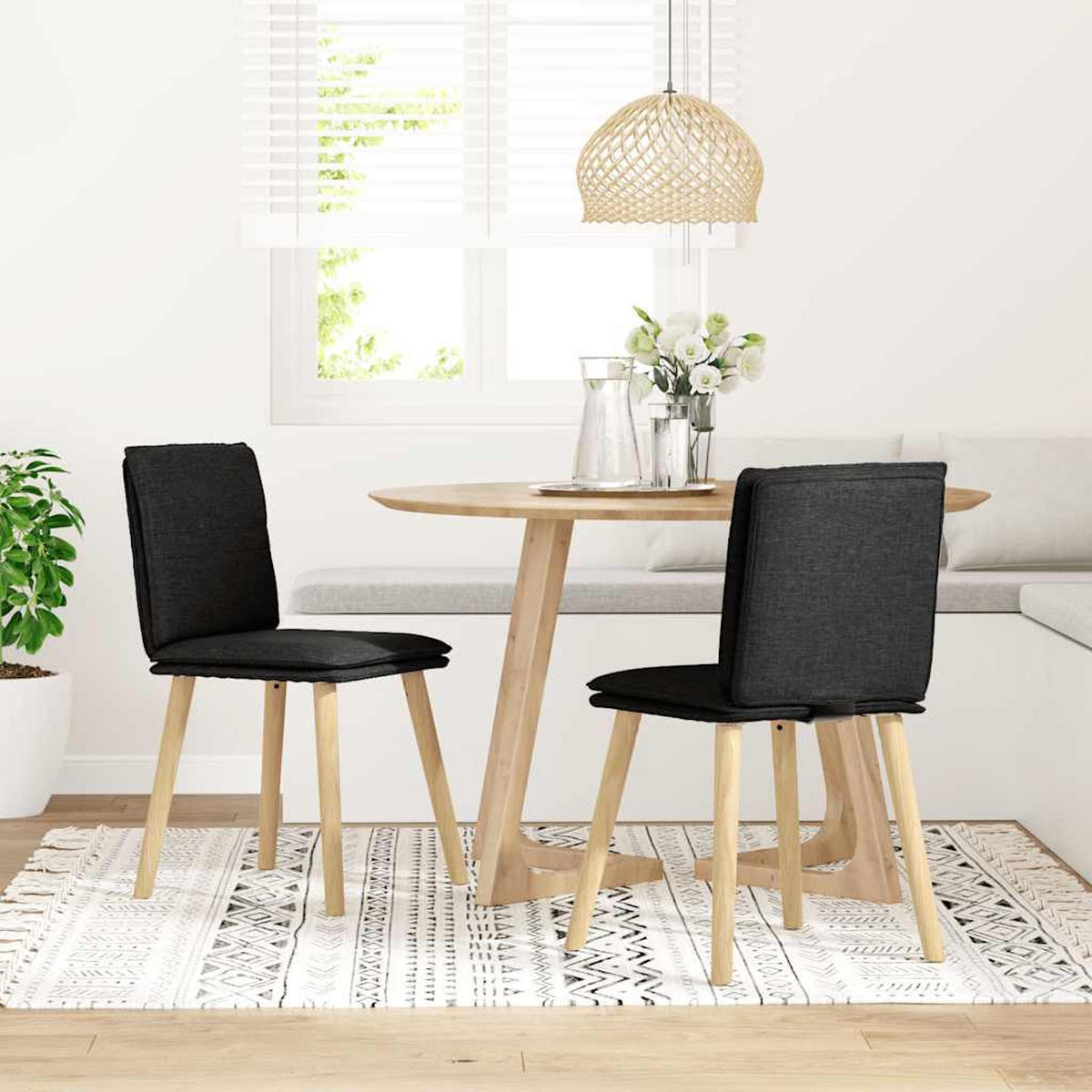 ESSZIMMERSTÜHLE 2 Stk. Schwarz Stoff 45*54*86cm - Schwarz, Metall (45/86/54cm) - ZMH