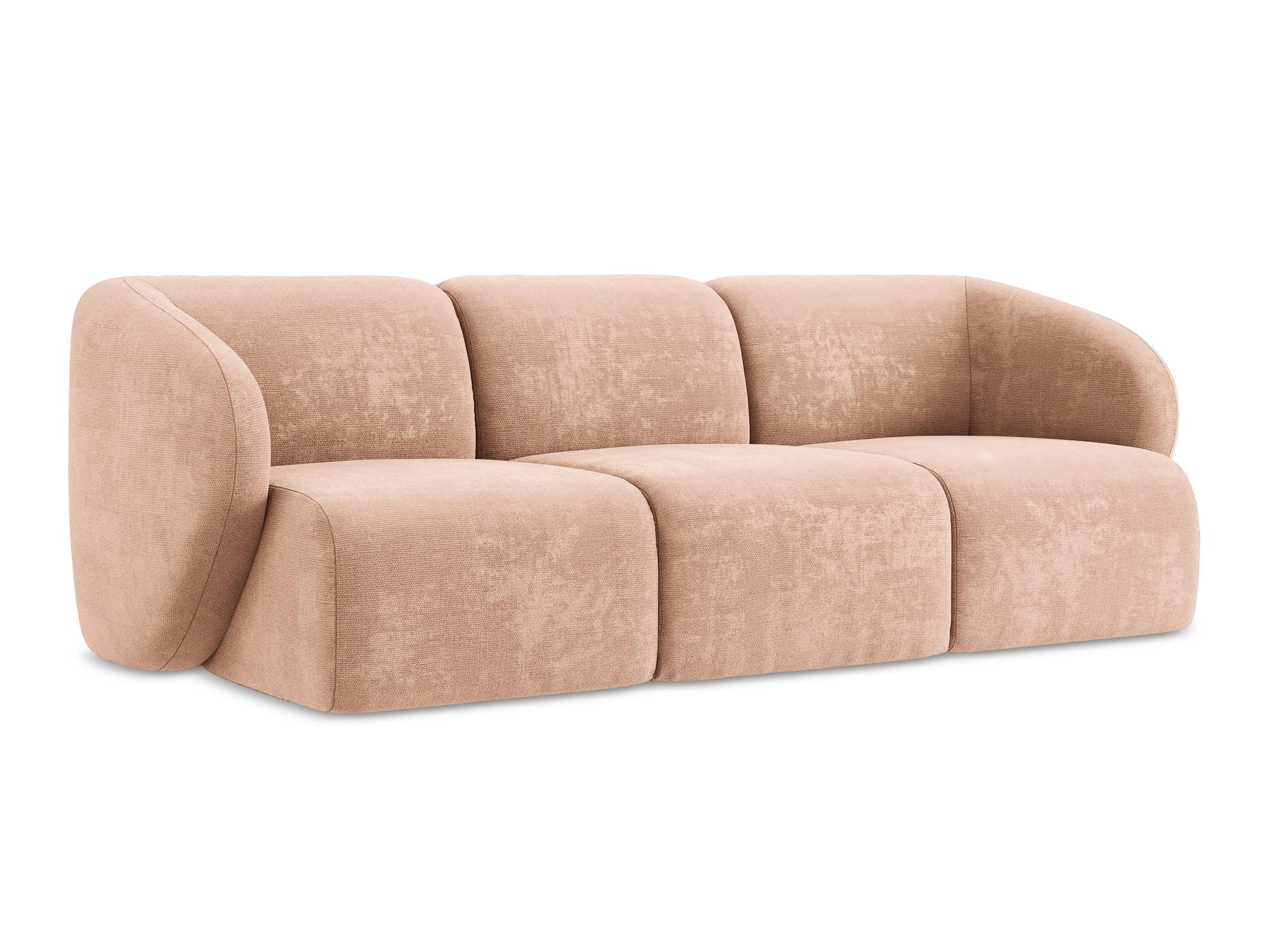 3-SITZER SOFA Chenille Stoff Pink - Koralle/Schwarz, Holzwerkstoff/Kunststoff (244/75/94cm) - Makamii