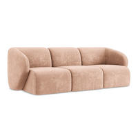 3-SITZER SOFA Chenille Stoff Pink - Koralle/Schwarz, Holzwerkstoff/Kunststoff (244/75/94cm) - Makamii