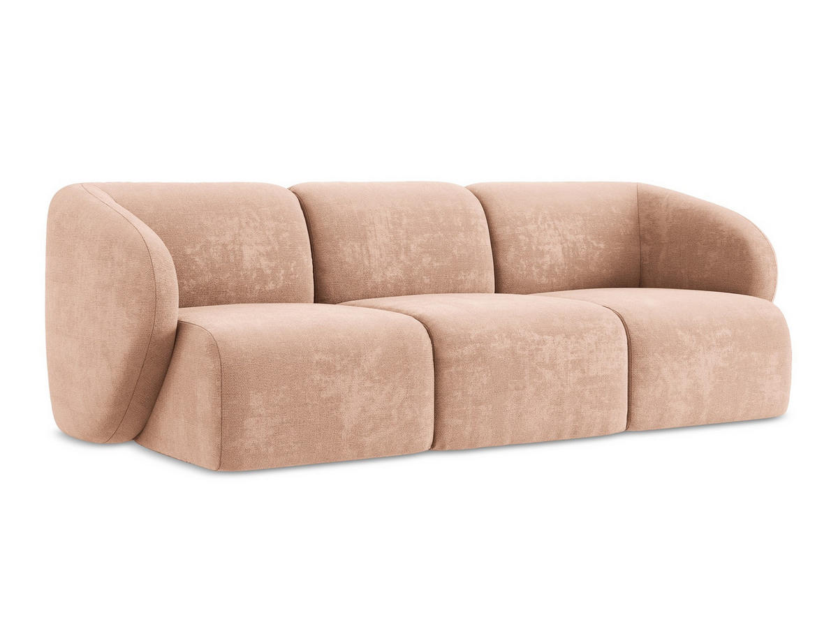 3-SITZER SOFA Chenille Stoff Pink - Koralle/Schwarz, Holzwerkstoff/Kunststoff (244/75/94cm) - Makamii
