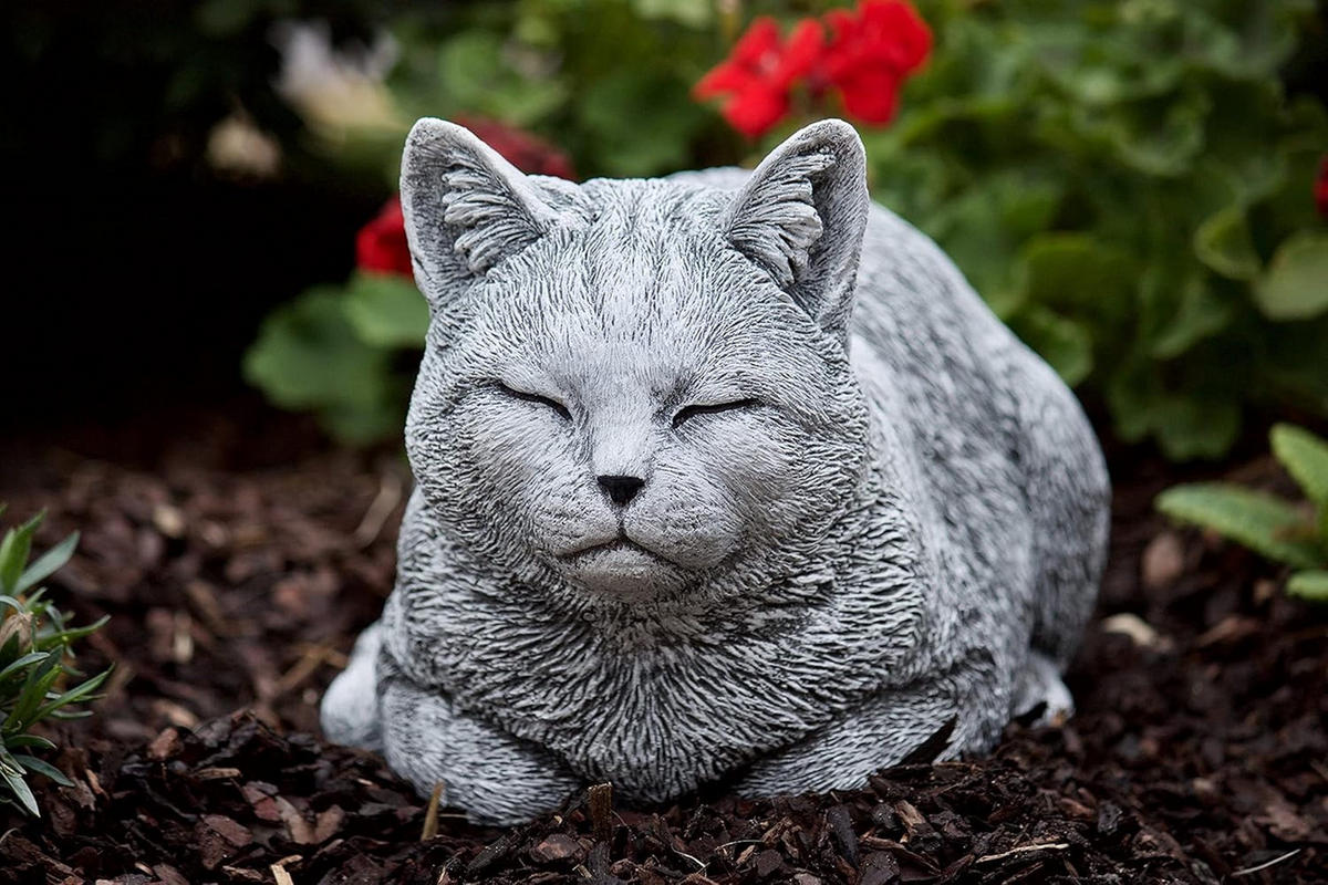 STEINFIGUR Katze Träumerle, frostfest - Grau, Stein (36/17/19cm) - stoneandstyle