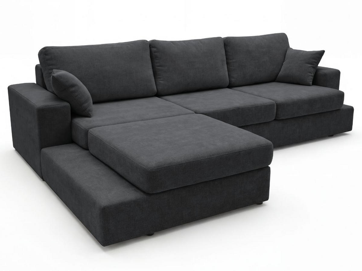 ECKSOFA Nesto Schwarz Links - Schwarz, Holz/Textil (260/165cm) - Graingold