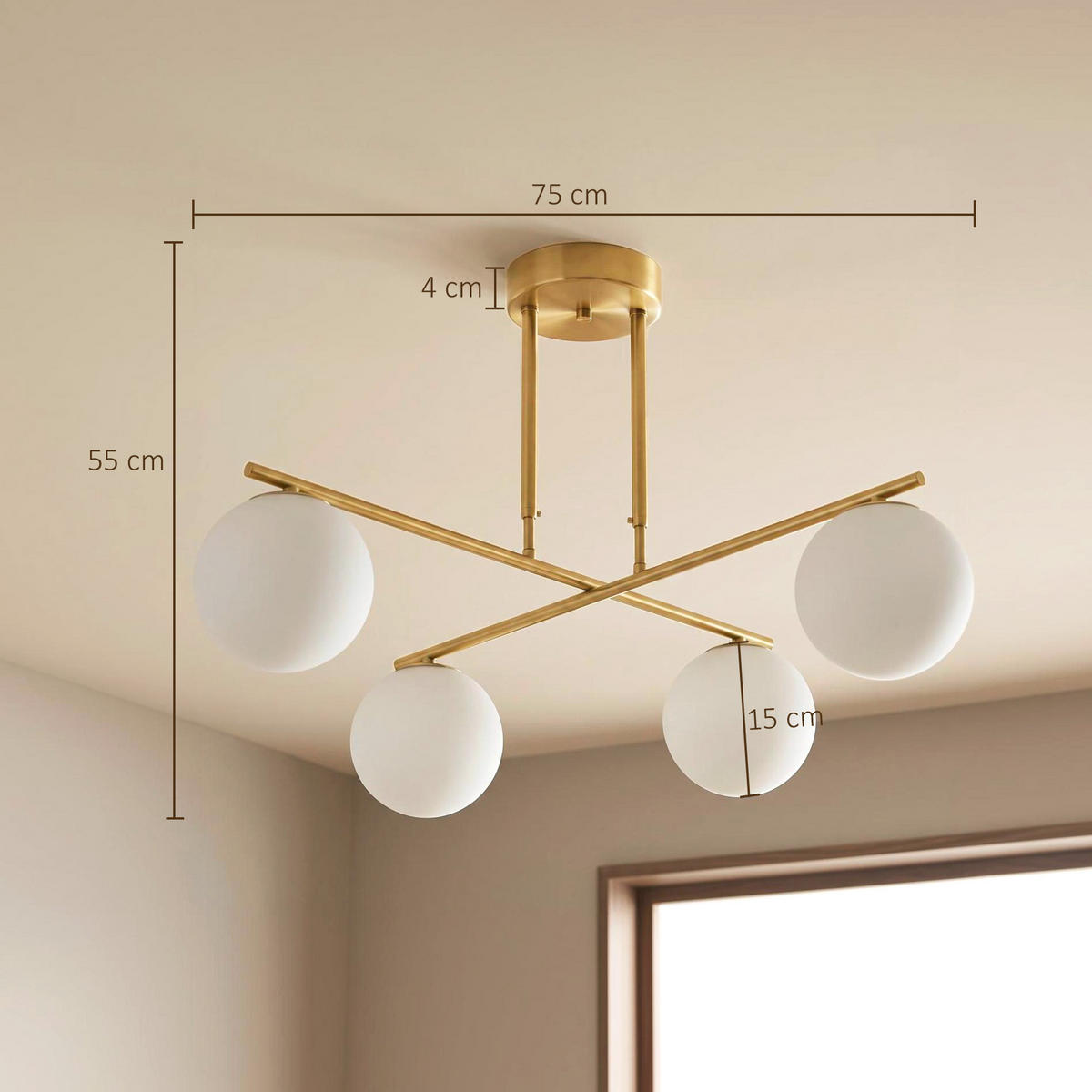 HÄNGELEUCHTE Stahl Kunststoff Weiß - Weiß, Metall (75/75/55cm) - HOMCOM