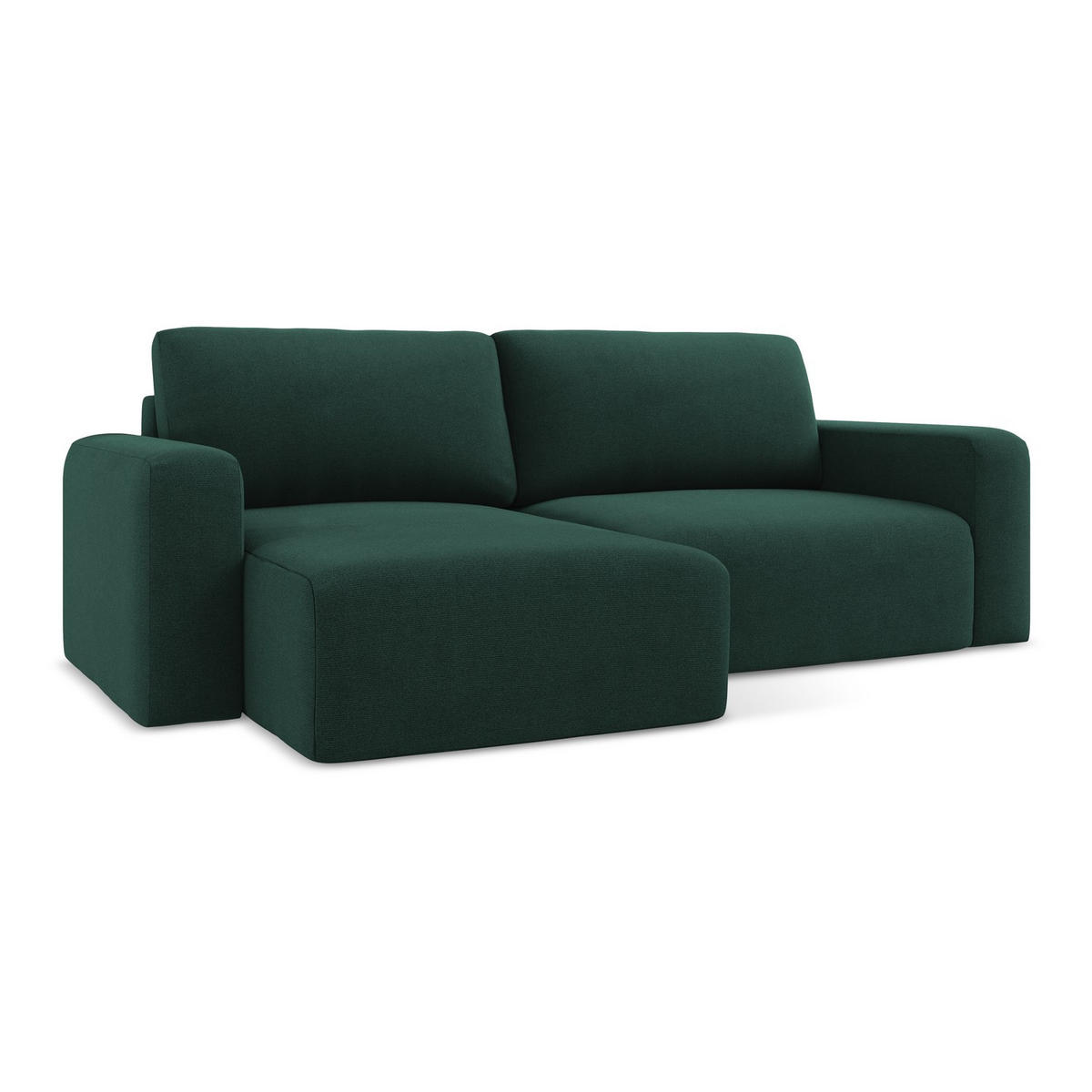 ECKSOFA mit Schlaffunktion links Strukturstoff Stoff Grün - Dunkelgrün/Schwarz, Kunststoff/Textil (149/244cm) - LaMiaSofa