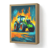 DOBÍJECÍ NOČNÍ LAMPIČKA Abstrakt - Traktor - Zelený 30x40 cm - tmavě modrá, kompozitní dřevo (8/30/40cm) - OnlyWow