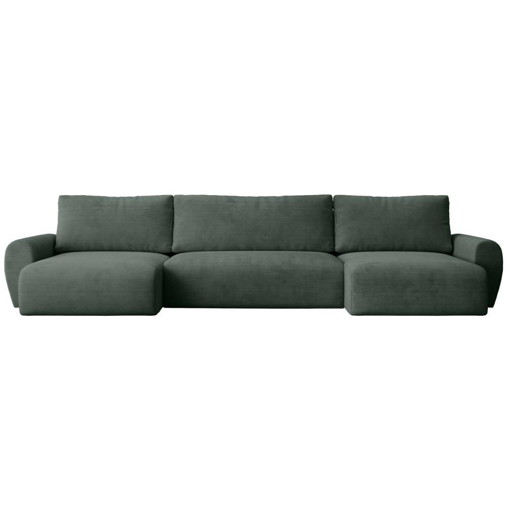 WOHNLANDSCHAFT mit Schlaffunktion Poss U grün - Grün, Textil (395/70/153cm) - Beautysofa