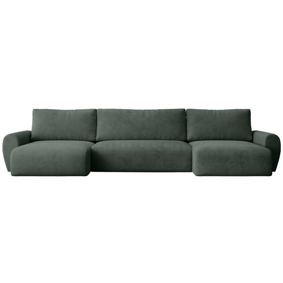 WOHNLANDSCHAFT mit Schlaffunktion Poss U grün - Grün, Textil (395/70/153cm) - Beautysofa