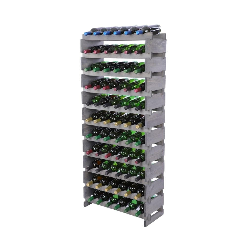 WEINREGAL VINOTECA FLEX PRO HxBxT 149x65x28cm 66 Flaschen auf 11 Ebenen Grau - Grau, Holz (65/149/28cm) - PROREGAL