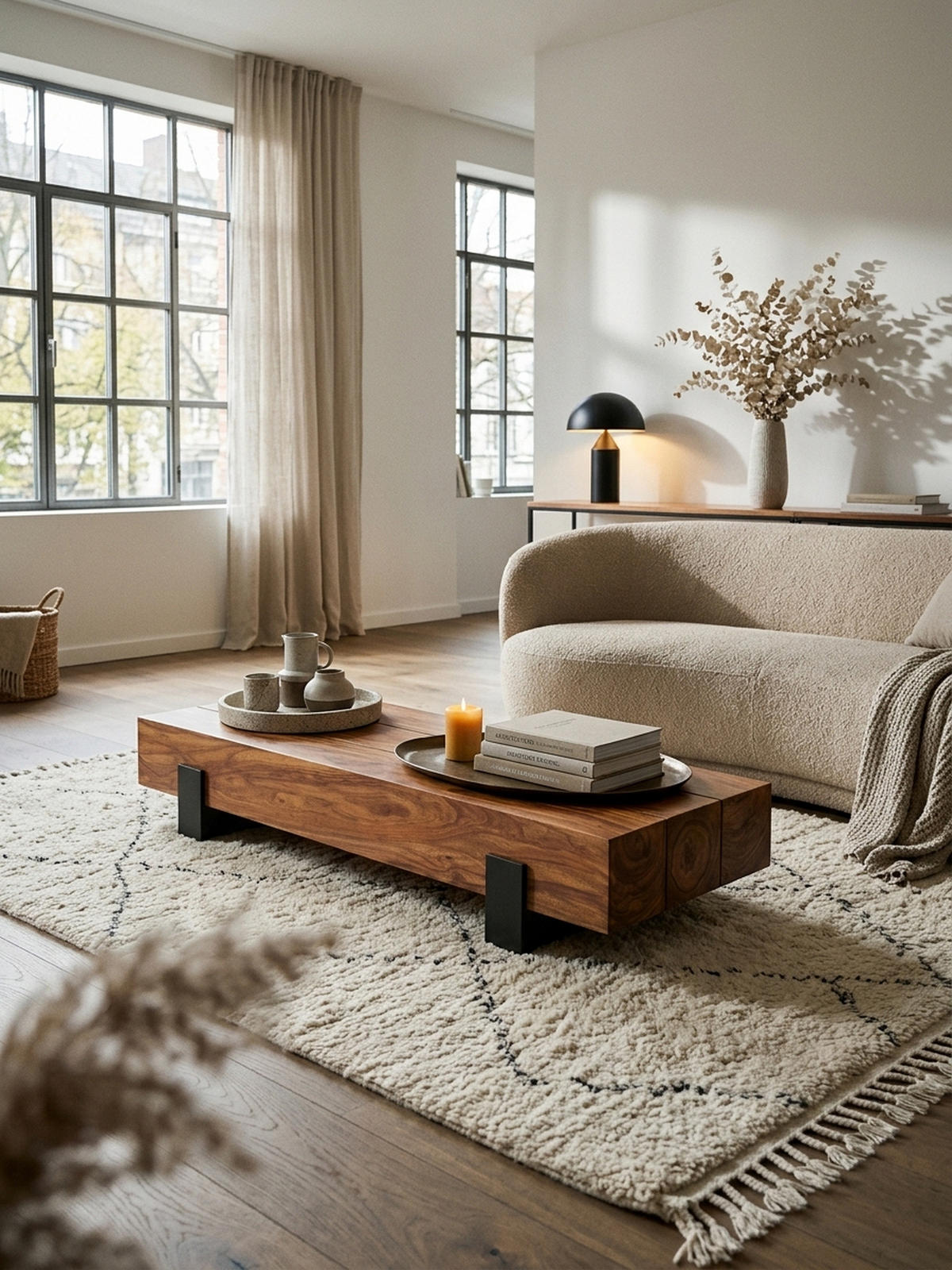 SOFATISCH Massivholz, Handgefertigt, Schutzlackversiegelt, Puristisch Modern, 115x44x22cm - Schwarz/Braun, Holz/Metall (44/115/22cm) - KADIMA DESIGN