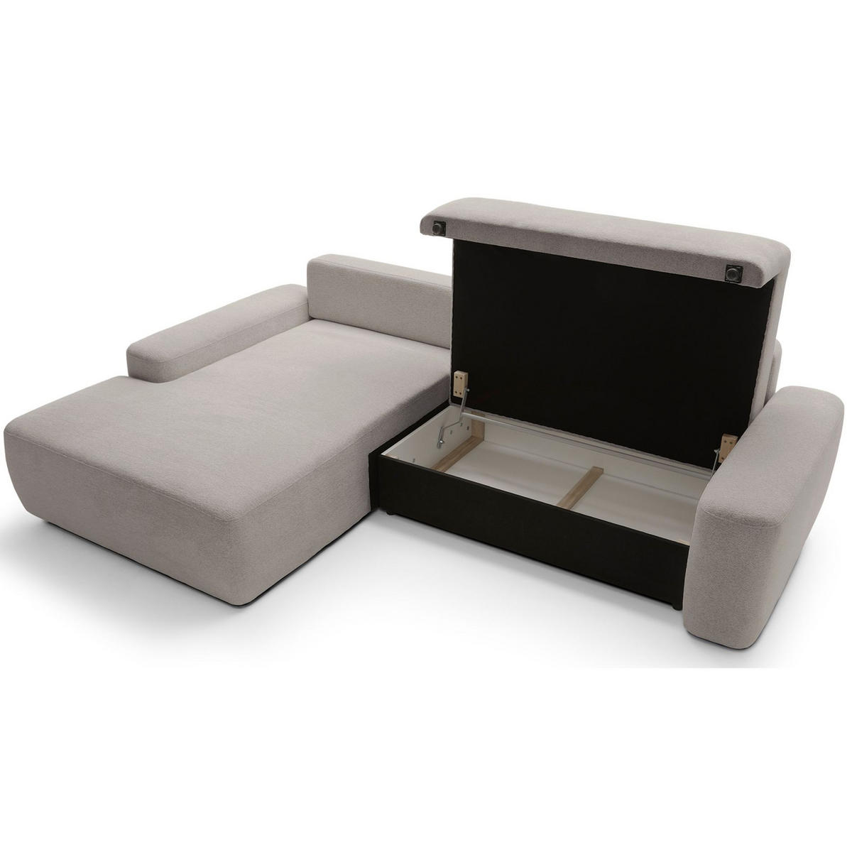 ECKSOFA Baleo Greige Chenille-Bezug - Taupe/Schwarz, Kunststoff/Textil (264/162cm) - Selsey