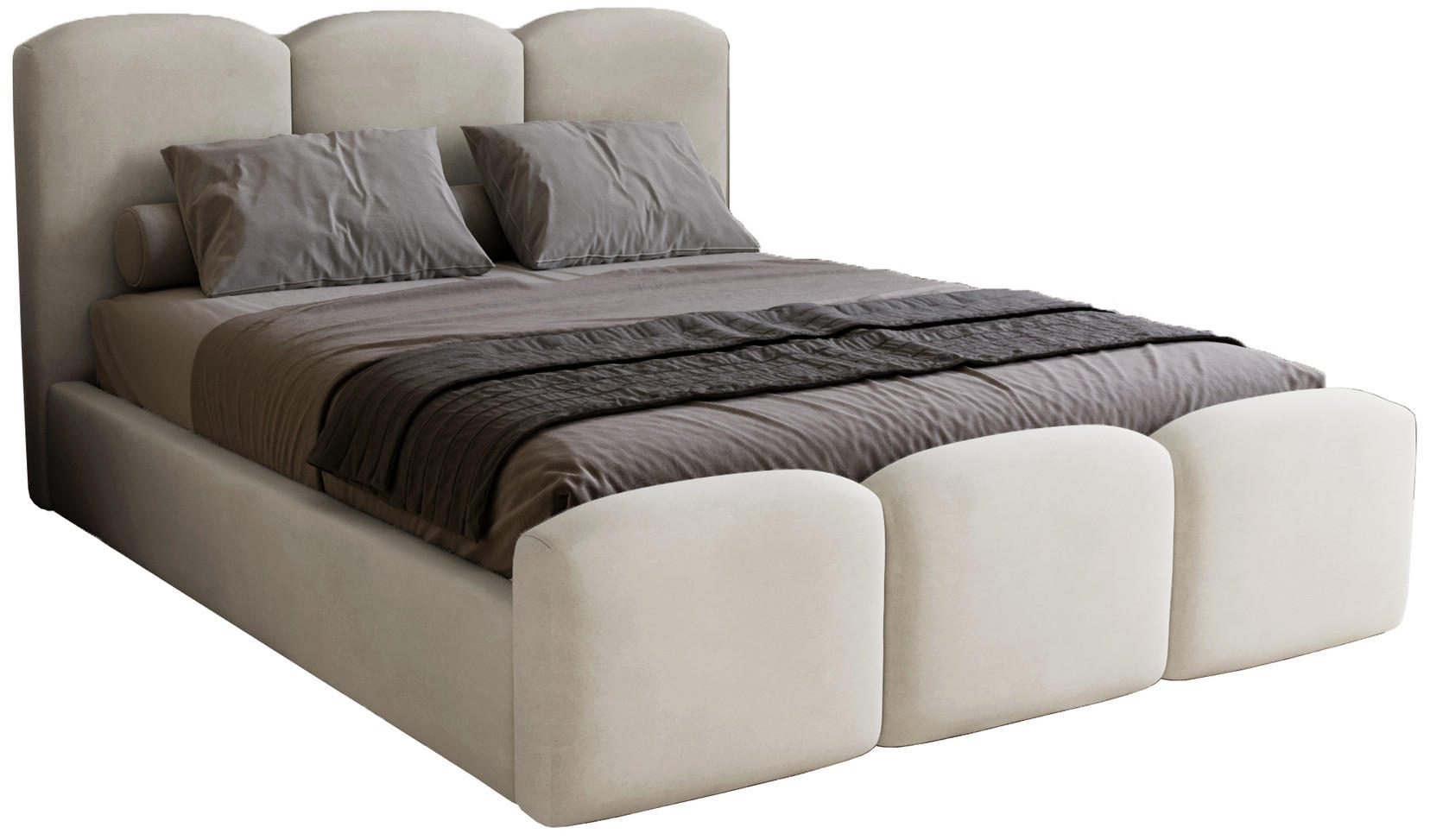 POLSTERBETT 160x200 cm Capri mit Bettkasten, Samt, Hellgrau - Hellgrau, Holz/Textil (160/200cm) - Emporius