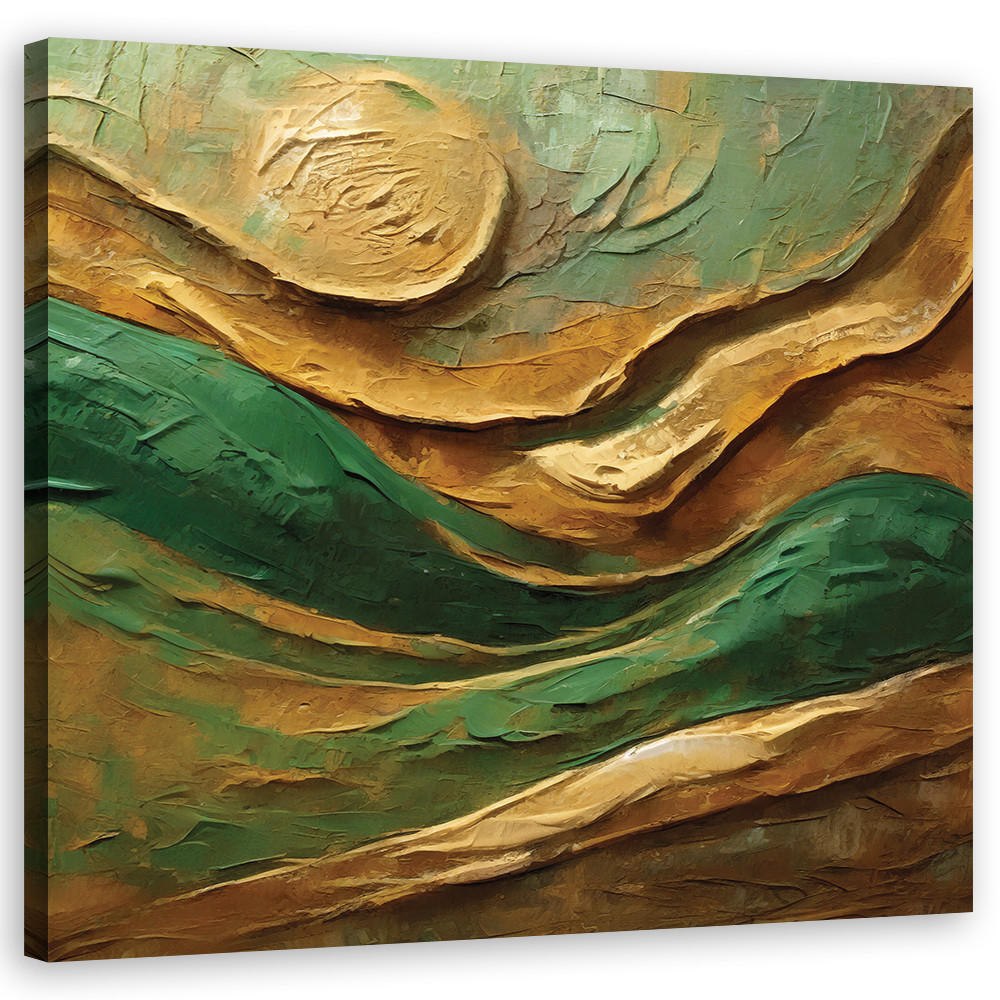 WANDBILD grün gemaltes abstraktes - Grün, Textil (50/50cm) - Feeby