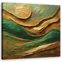 WANDBILD grün gemaltes abstraktes - Grün, Textil (50/50cm) - Feeby