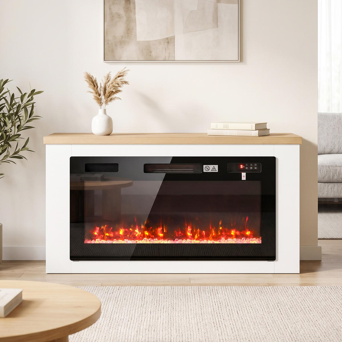 ELEKTROKAMIN Spanplatte Stahl Weiß - Weiß, Holzwerkstoff (30/60/114cm) - HOMCOM