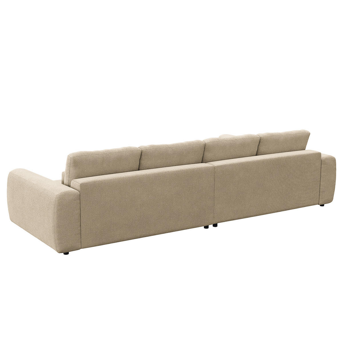 ECKSOFA mit XXL-Longchair - Beige/Schwarz, Kunststoff/Textil (323/182cm) - home24