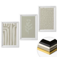 WANDBILDER 3er-Set - 40x60 cm Weißer Rahmen - Geometrische Pflanzenmuster - Weiß, Kunststoff (40/60cm) - ArtPrintCave