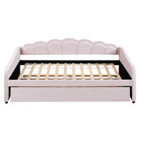 TAGESBETT 90/200 cm mit Ausziehbett, LED-Beleuchtung und Samtbezug, Rosa - Pink, Textil