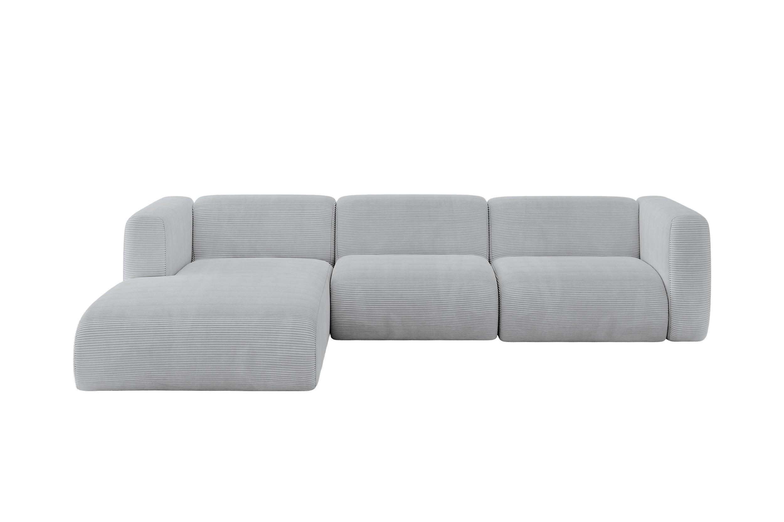 ECKSOFA Ottomane Links MIRA-L2 318x179x89 Grau Cord - Blaugrau/Schwarz, Holzwerkstoff/Kunststoff (318/179cm) - ALTDECOR