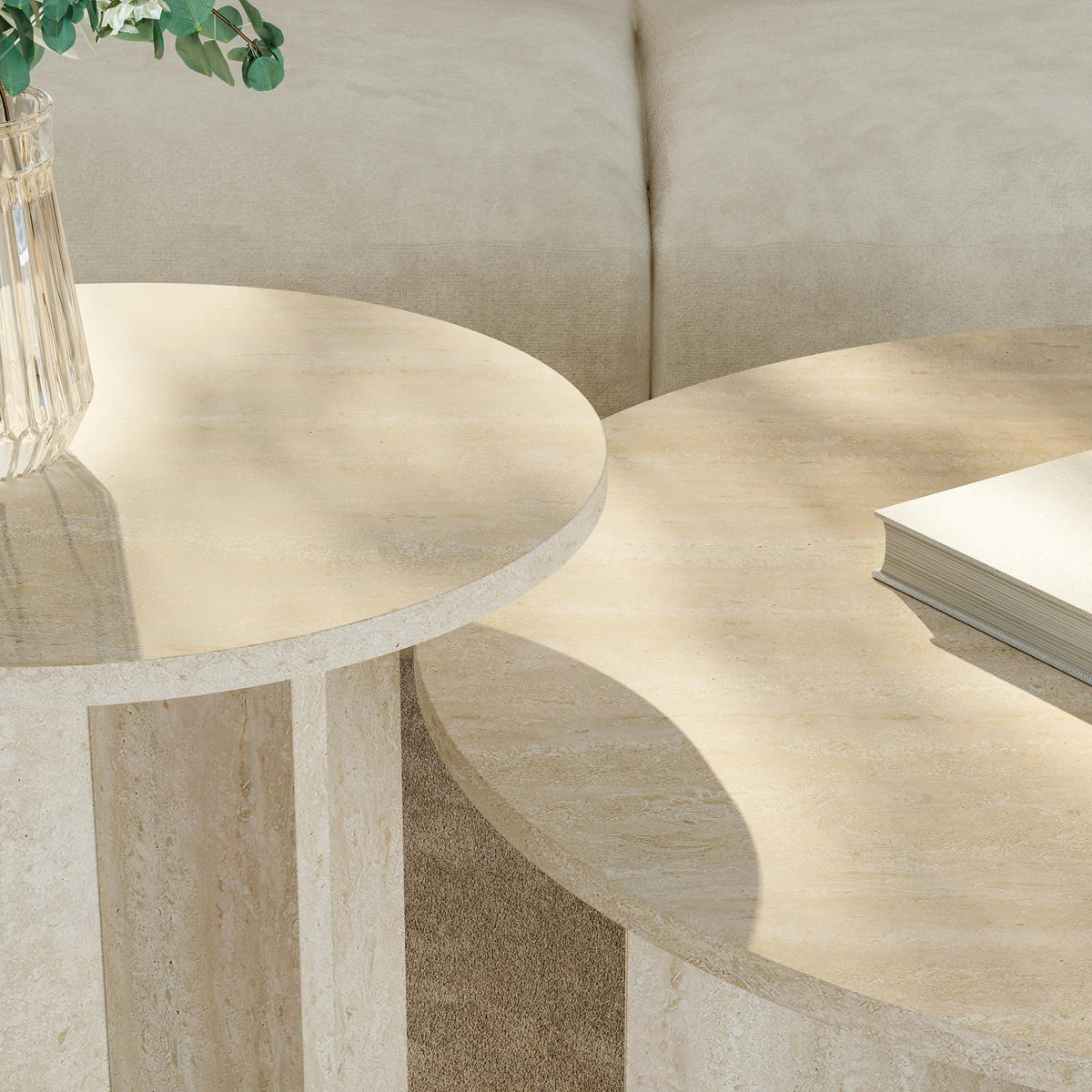 BEISTELLTISCH-SET 2 TLG. Verummetka - Beige, Holzwerkstoff (40/40/49cm) - [en.casa]