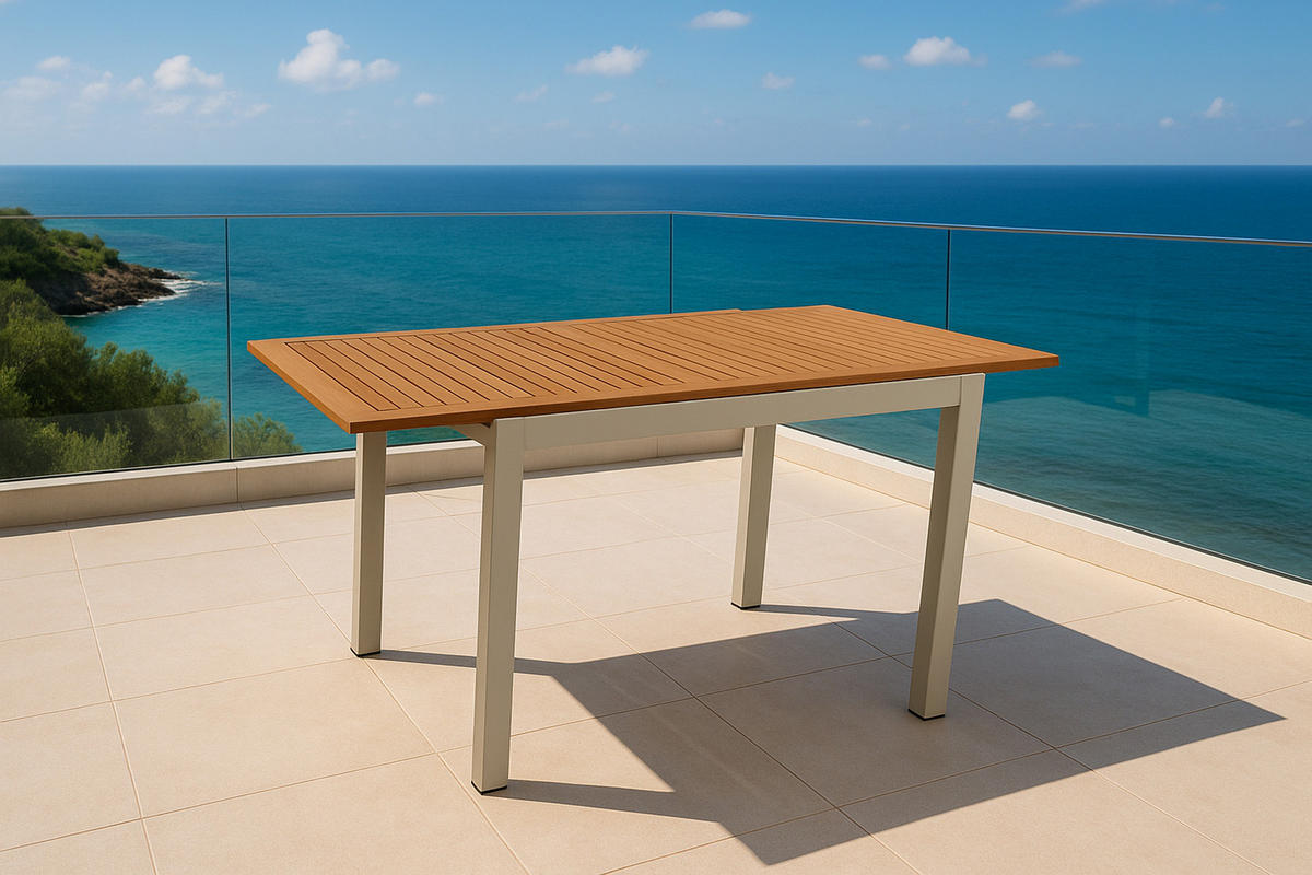 BALKON-AUSZIEHTISCH Canterbury - 80/120x70cm - Alu und Akazie - Naturfarben, Holz (120/70/75cm) - TPFGarden