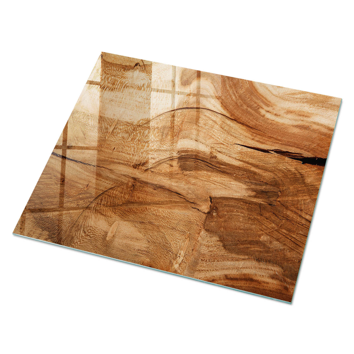 GLASPLATTE 80x60 cm – Holzringe - Braun, Glas (0.4/80/60cm) - ArtPrintCave