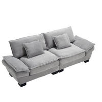 2-SITZER Sofa Samt mit extra tiefem Sitz und Kissen 224/81/81 cm Hellgrau - Hellgrau, Textil (81/224/81cm) - Redom