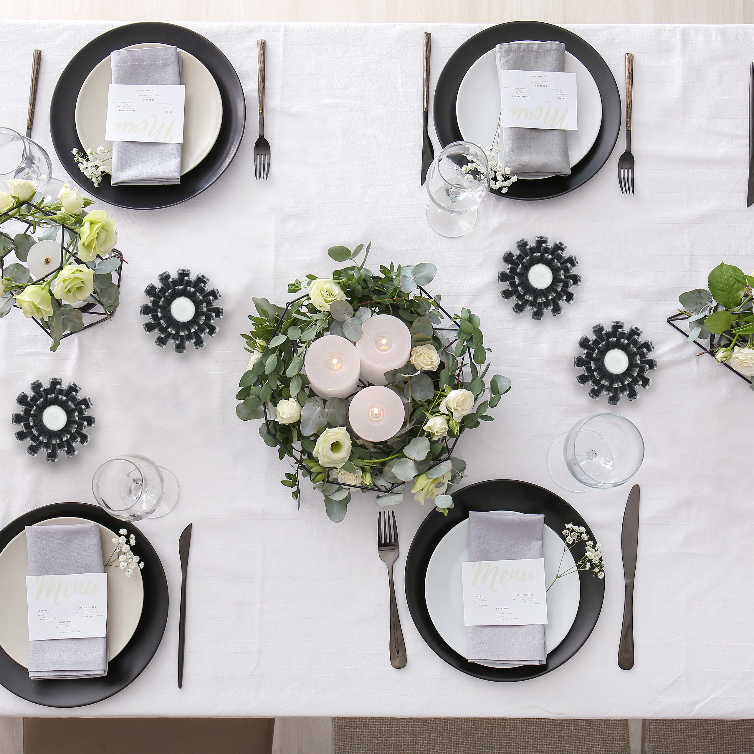 2xTEELICHTHALTER - Silberfarben, Metall (6cm) - Relaxdays